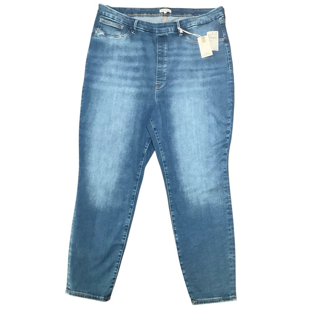 Good American Women’s Jeans Pull on High Rise Blue Wash Size 7 NWT